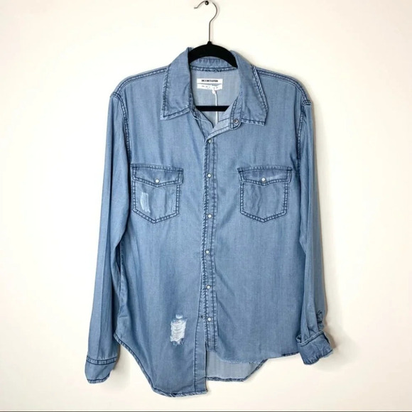 One Teaspoon Button Down Shirt Denim Jean Chambray Dallas Tencel Size XXS - Picture 4 of 16